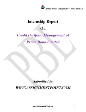 Credit Portfolio Management of Prime Bank Limited