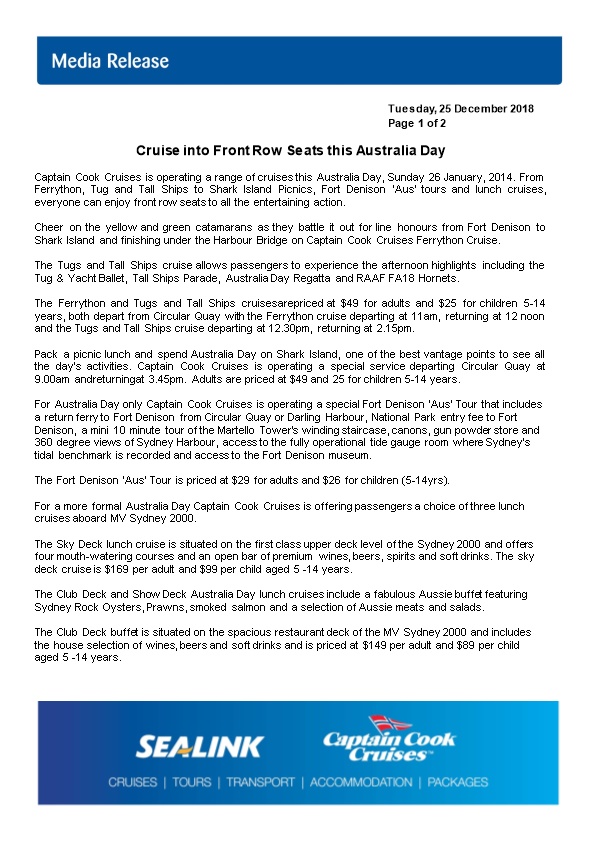 Cruise Into Front Row Seats This Australia Day