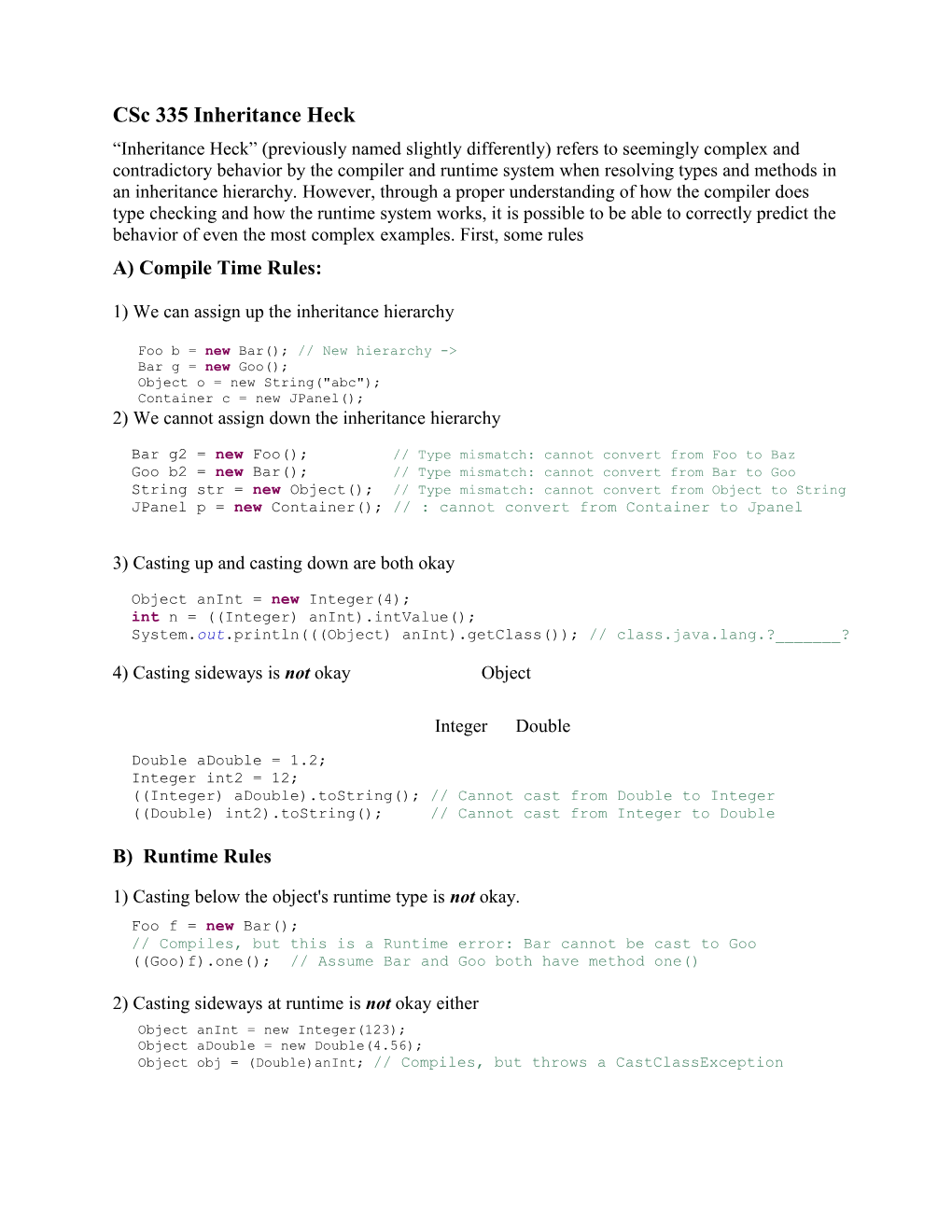 Csc 335 Inheritance Heck