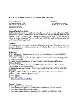CSCE 4520/5520, Wireless Networks and Protocols