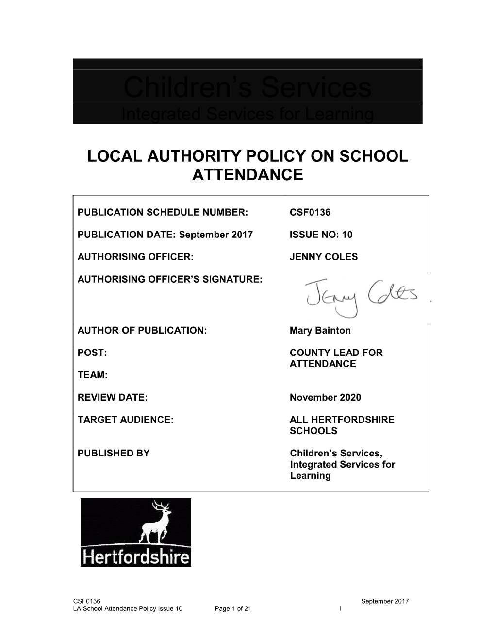 Csf0136 School Attendance Policy V2