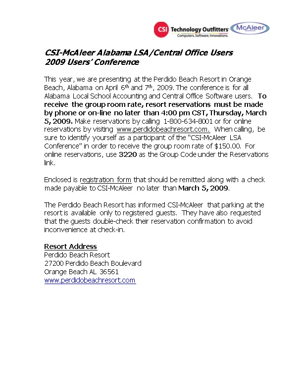 CSI-Mcaleer Alabama LSA/Central Office Users