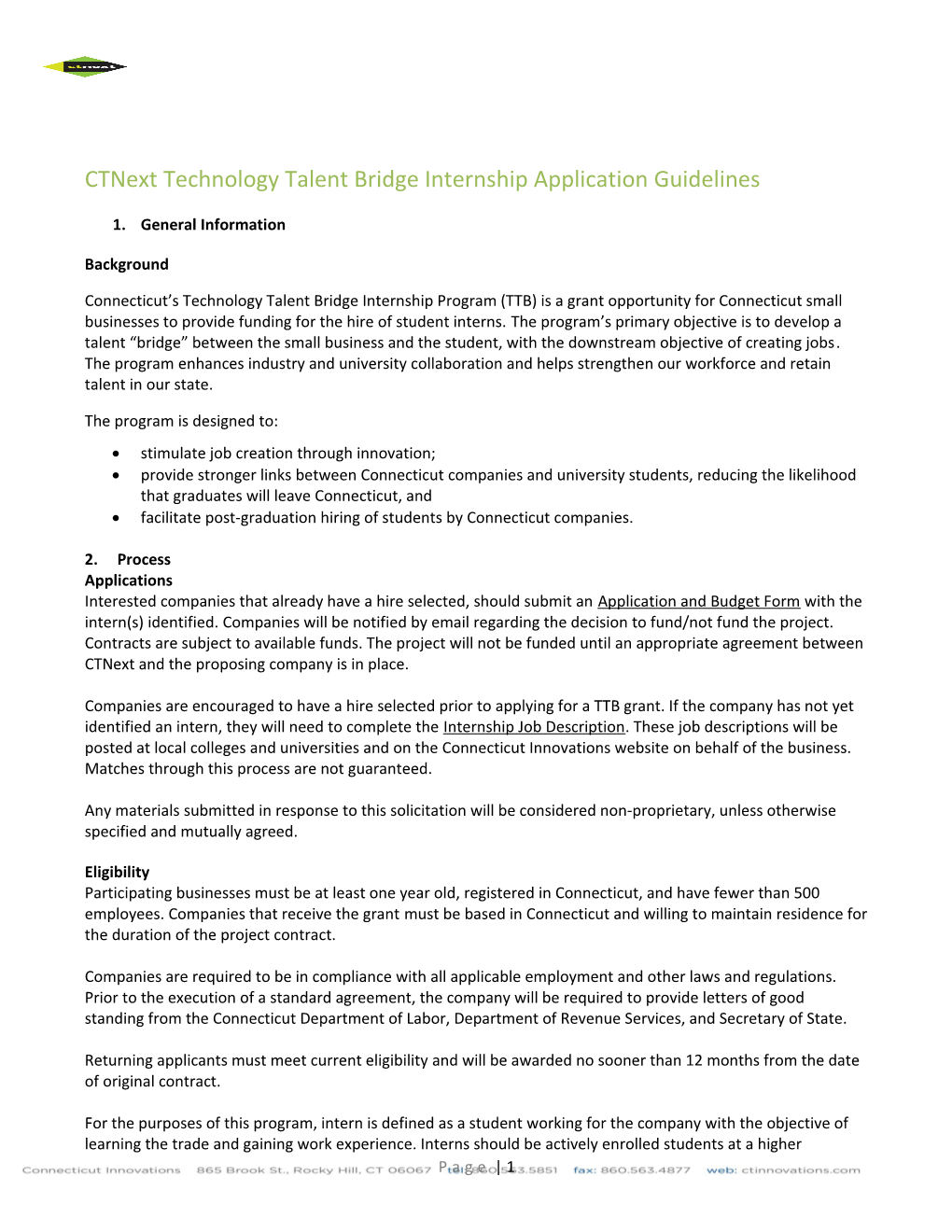 Ctnext Technology Talent Bridge Internship Application Guidelines