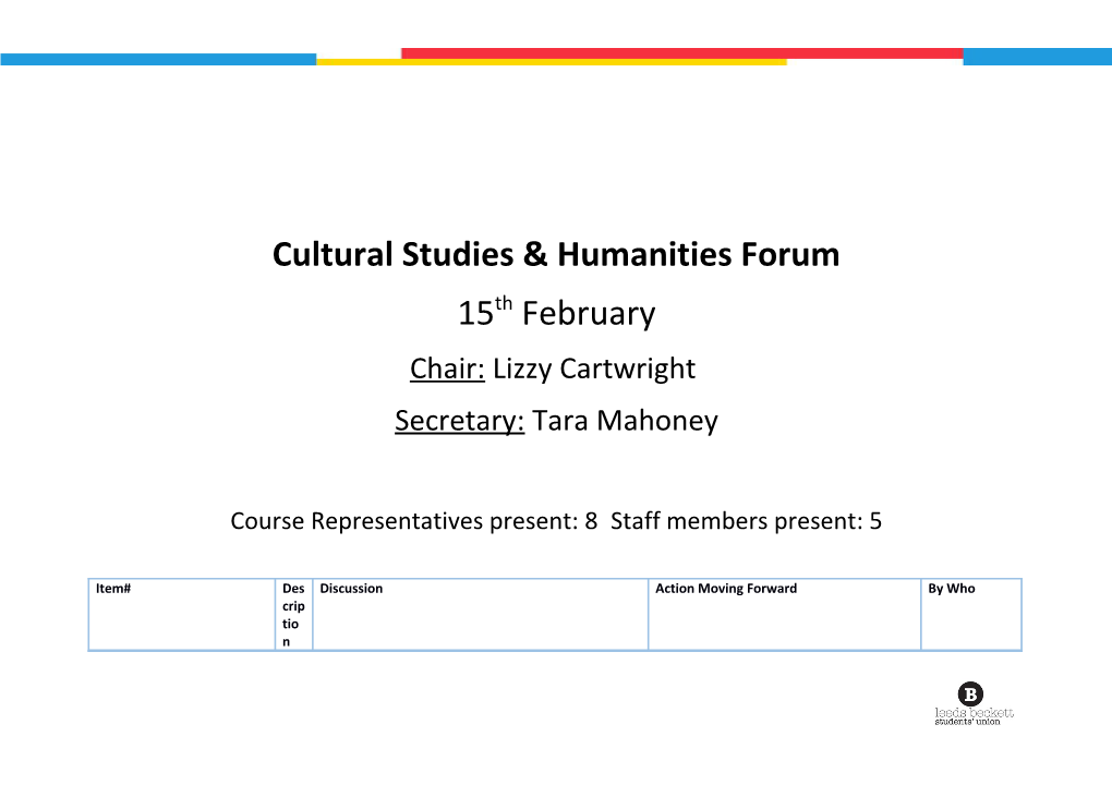 Cultural Studies & Humanities Forum