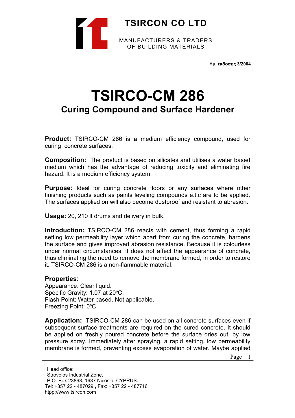 Curing Compound and Surface Hardener