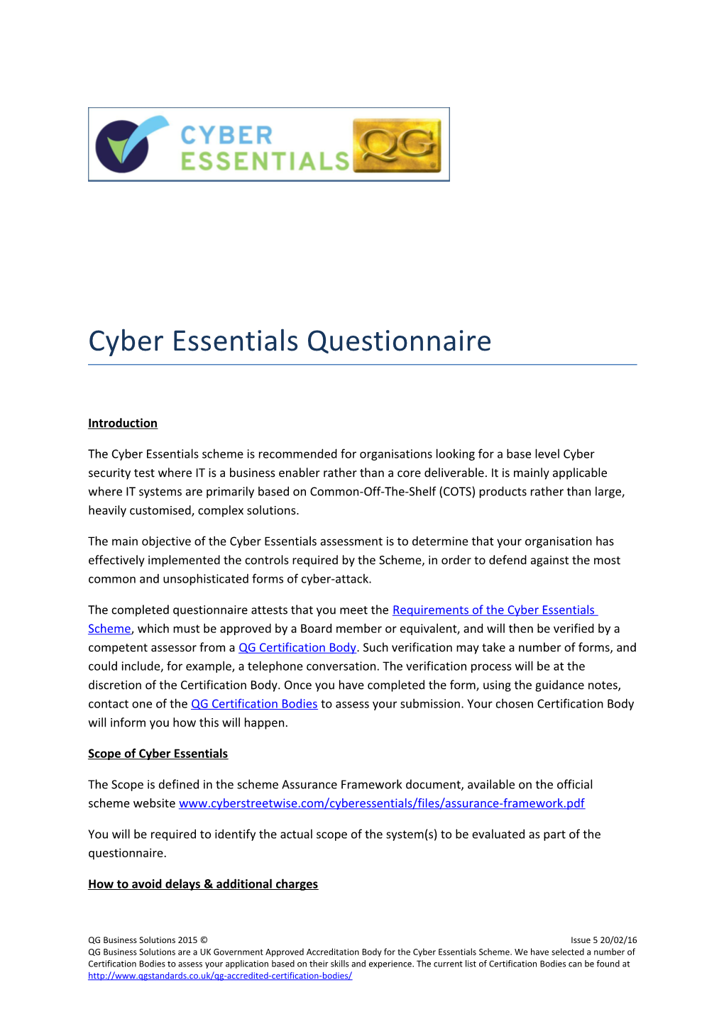 Cyber Essentials Questionnaire