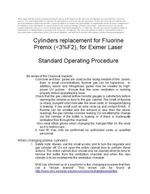 Cylinders Replacement for Fluorine Premix (<3%F2), for Eximer Laser