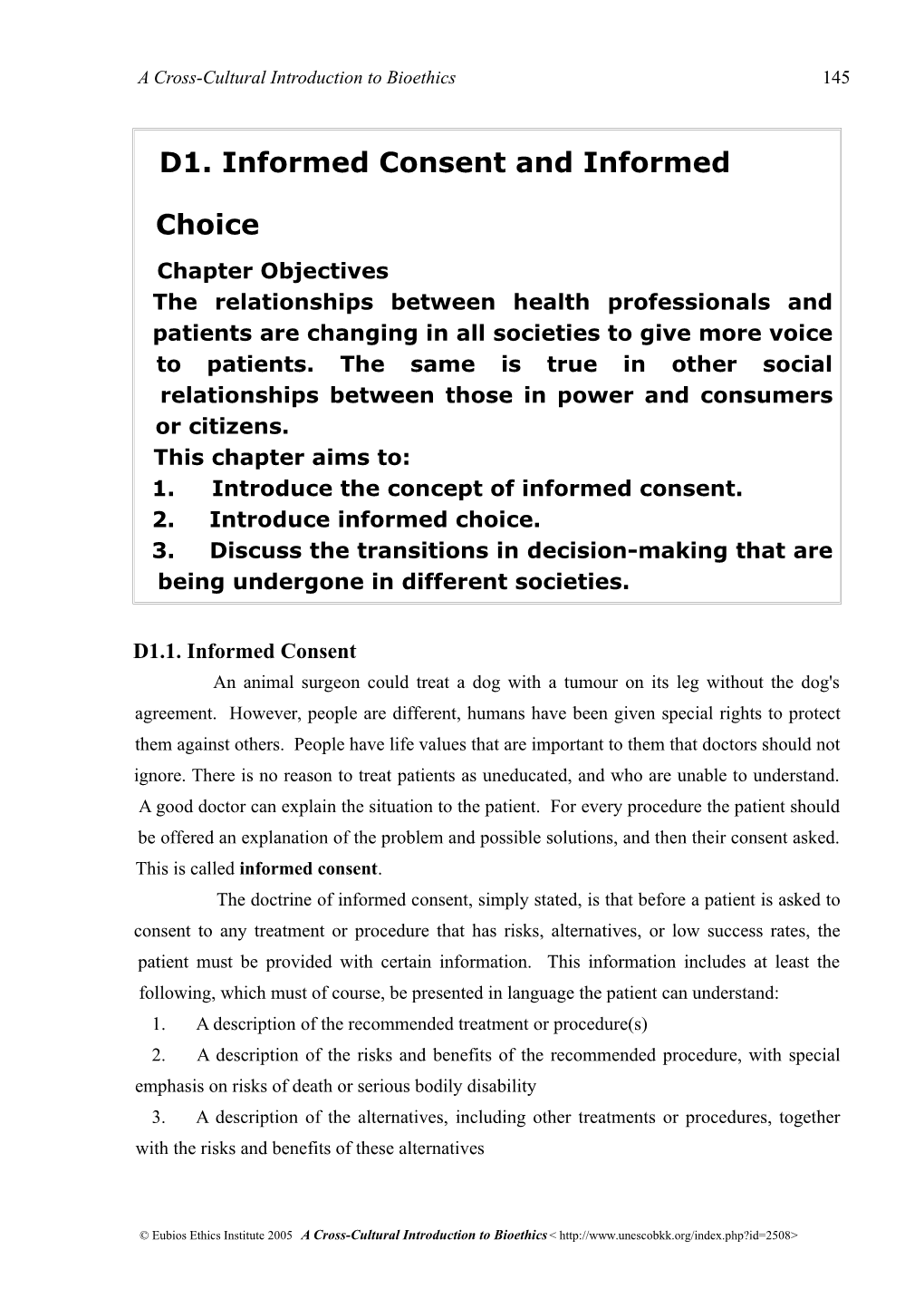 D1. Informed Consent and Informed Choice