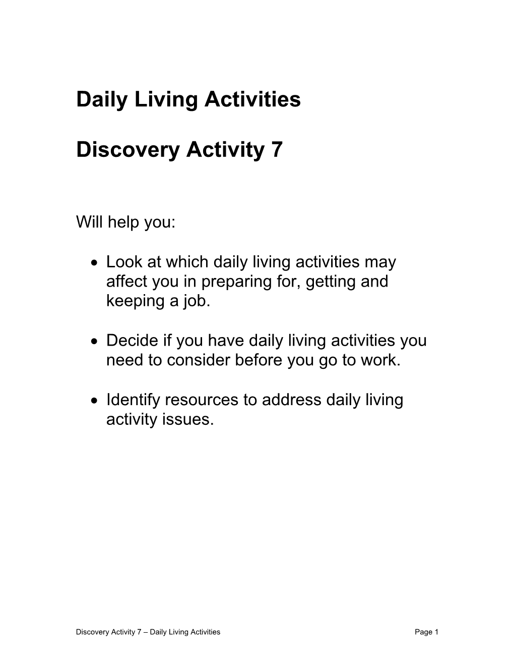 Daily Living Activities
