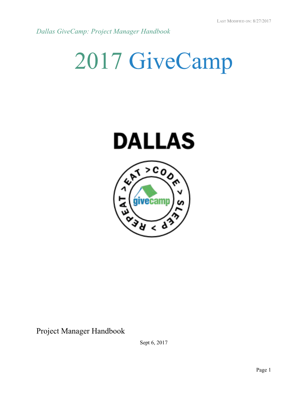 Dallas Givecamp: Project Manager Handbook