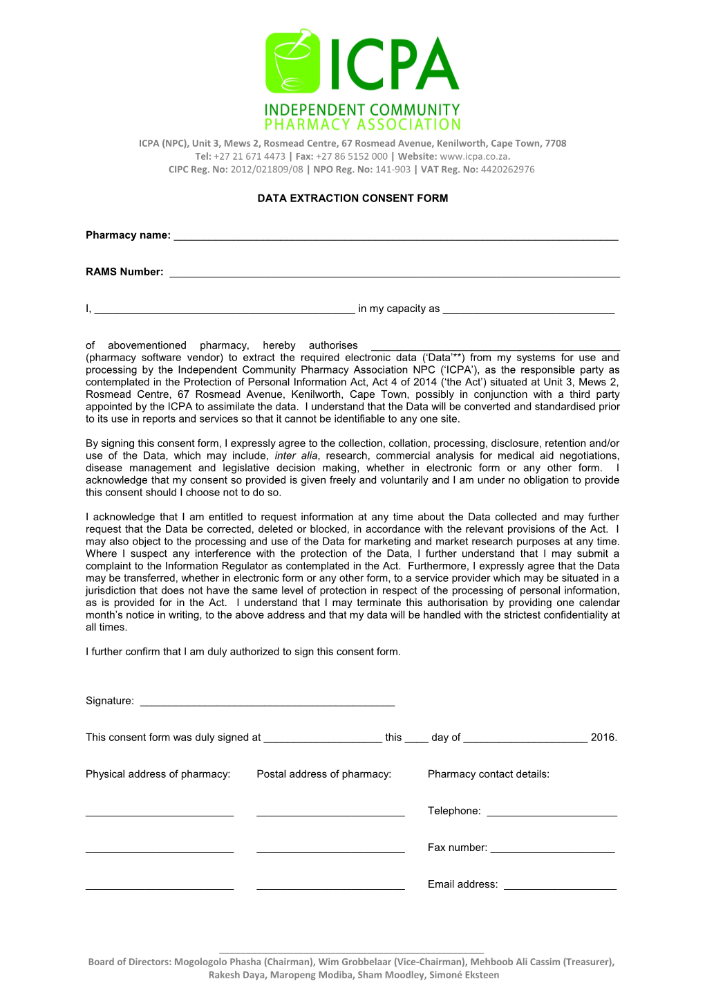 Data Extraction Consent Form