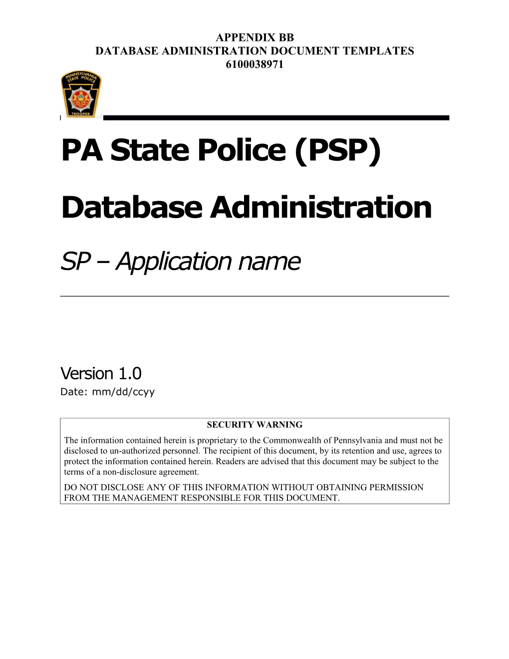 Database Administration Document Templates