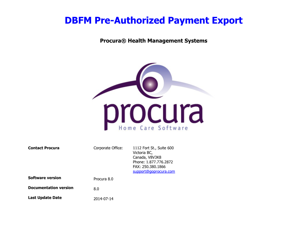 DBFM Pre-Authorized Payment Export