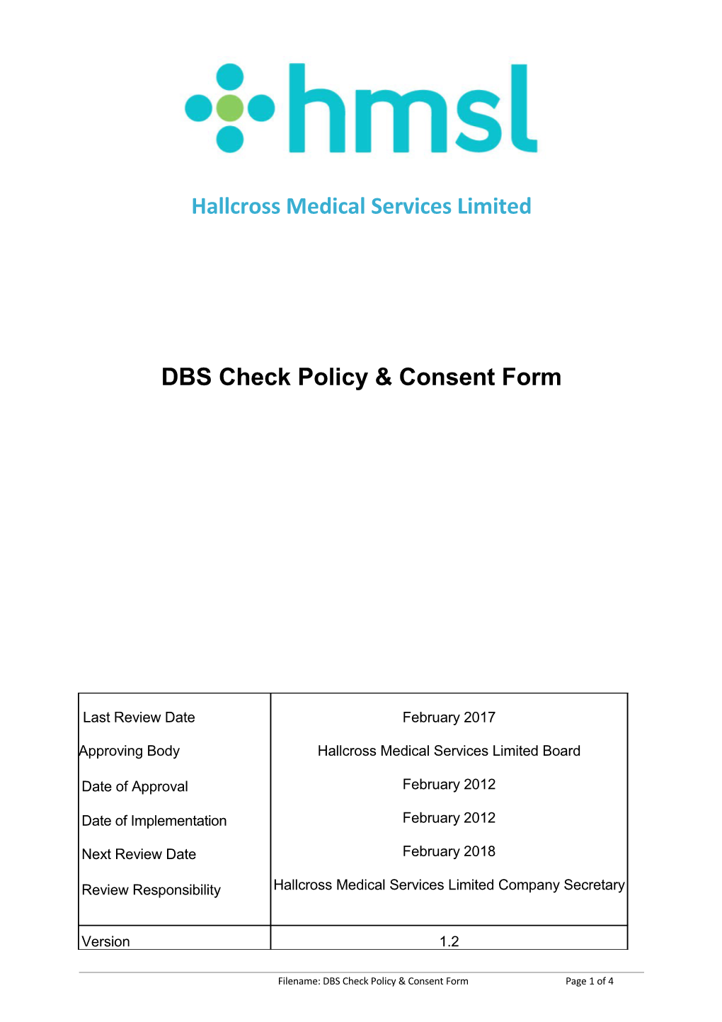 DBS Check Policy & Consentform