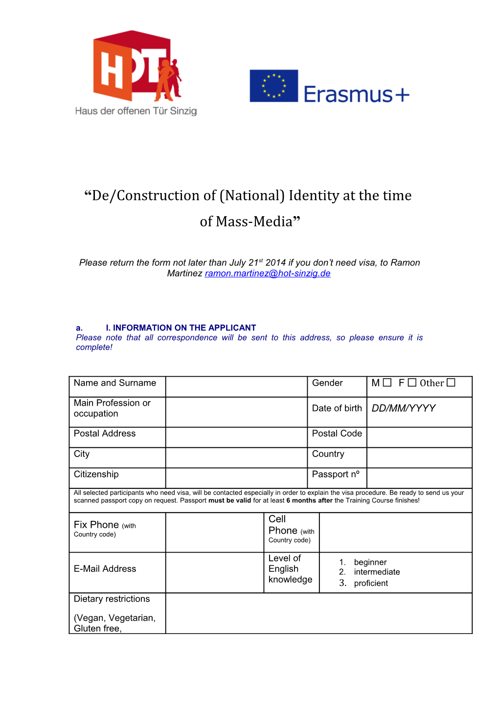 De/Construction of (National) Identity at the Time