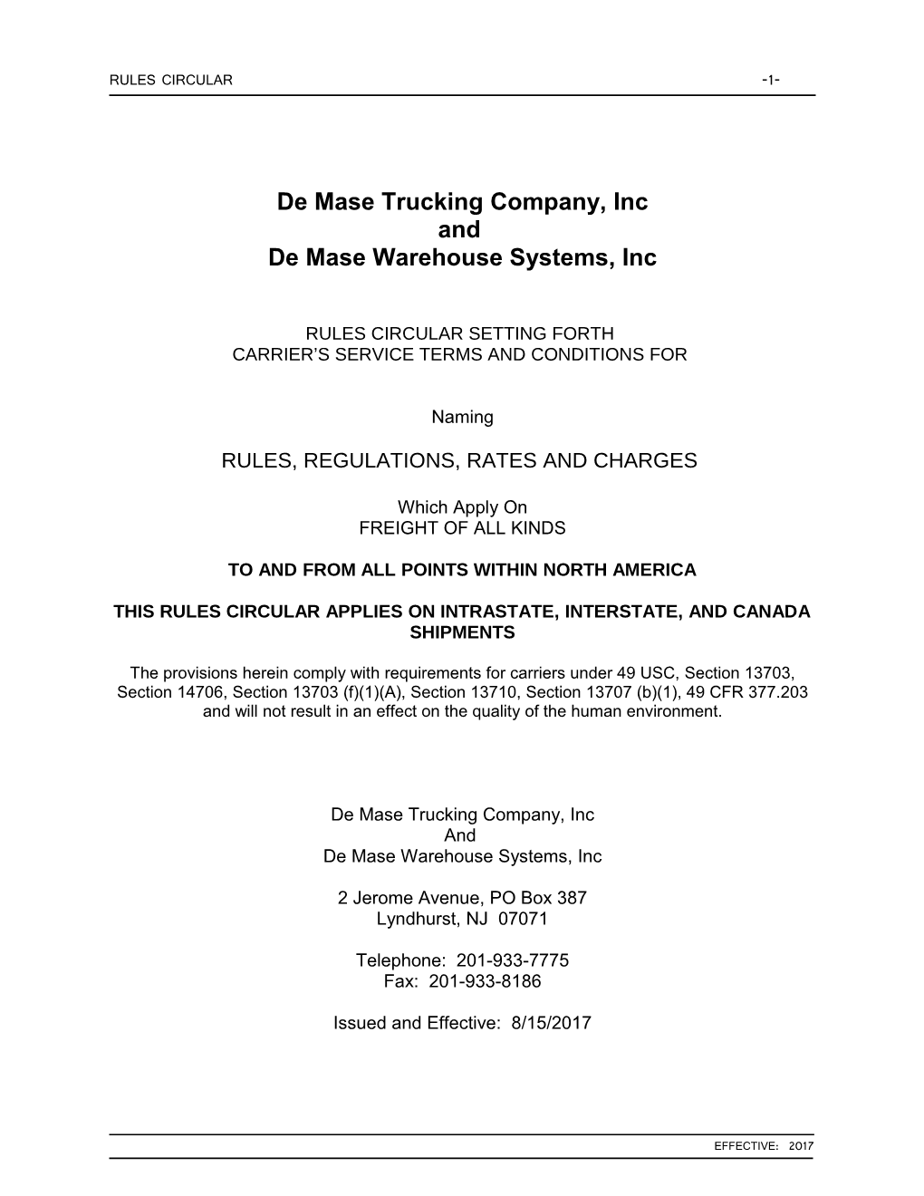 De Mase Trucking Company, Inc