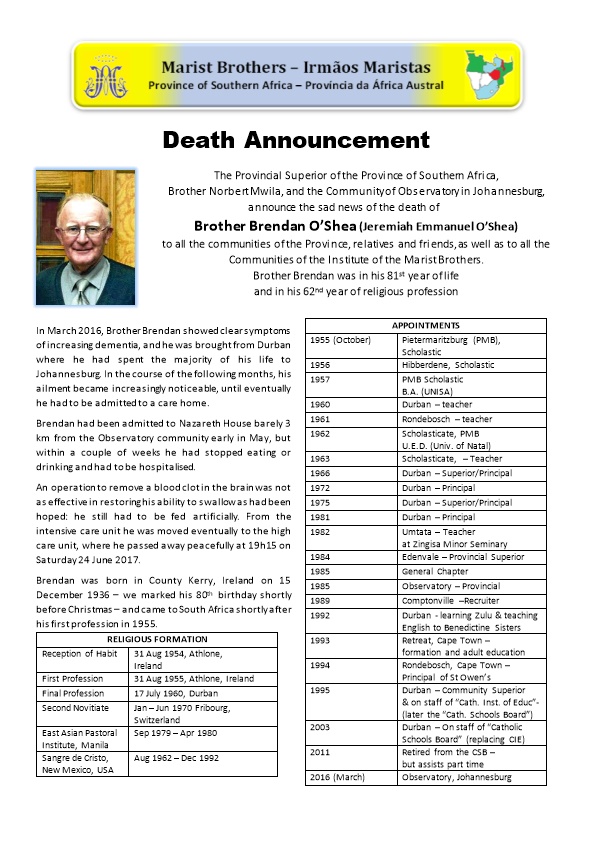 Death Announcement
