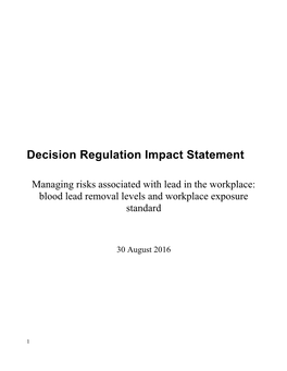 Decision Regulation Impact Statement