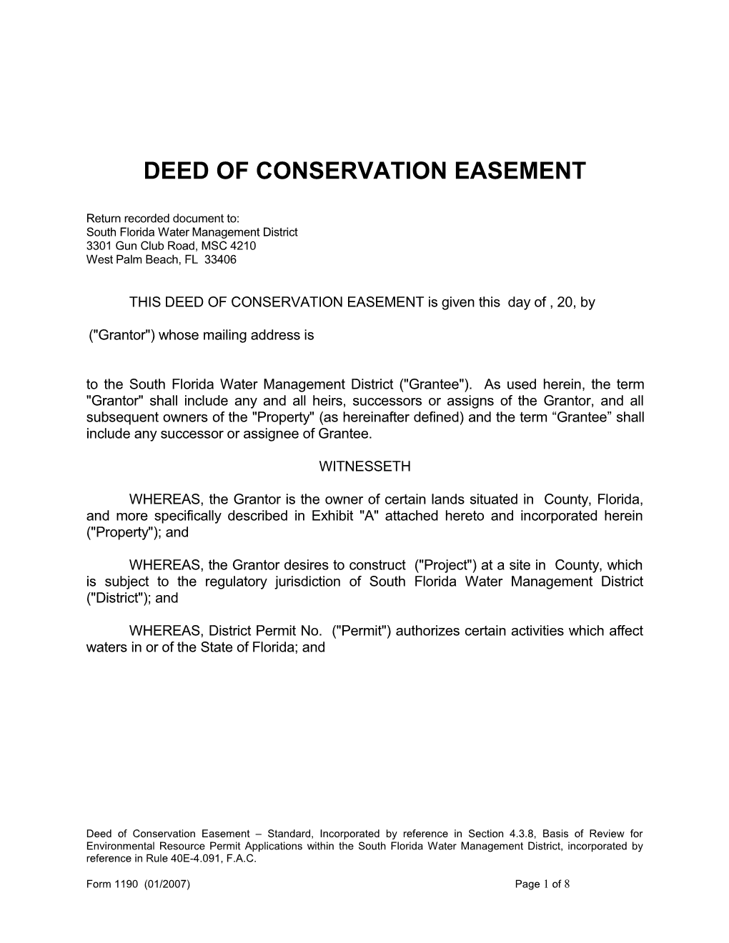 Deed of Conservation Easement