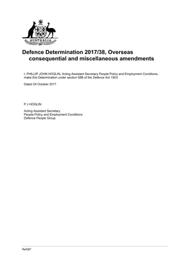 Defence Determination 2017/38, Overseas Consequential and Miscellaneous Amendments