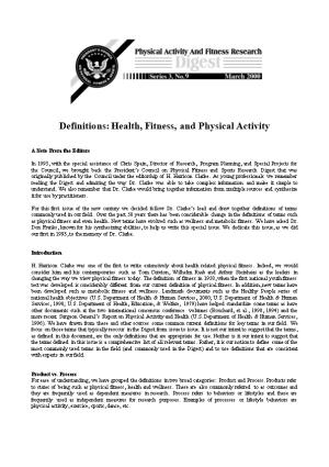 Definitions: Health, Fitness, and Physical Activity