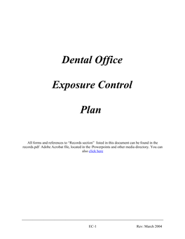 Dental Office Exposure Control Plan
