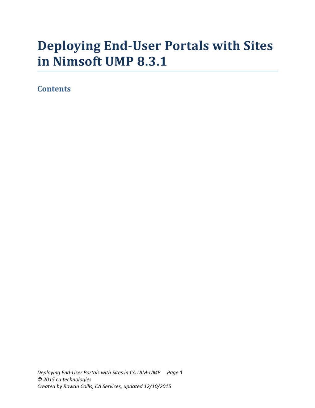 Deploying End-User Portals with Sitesin Nimsoft UMP8.3.1
