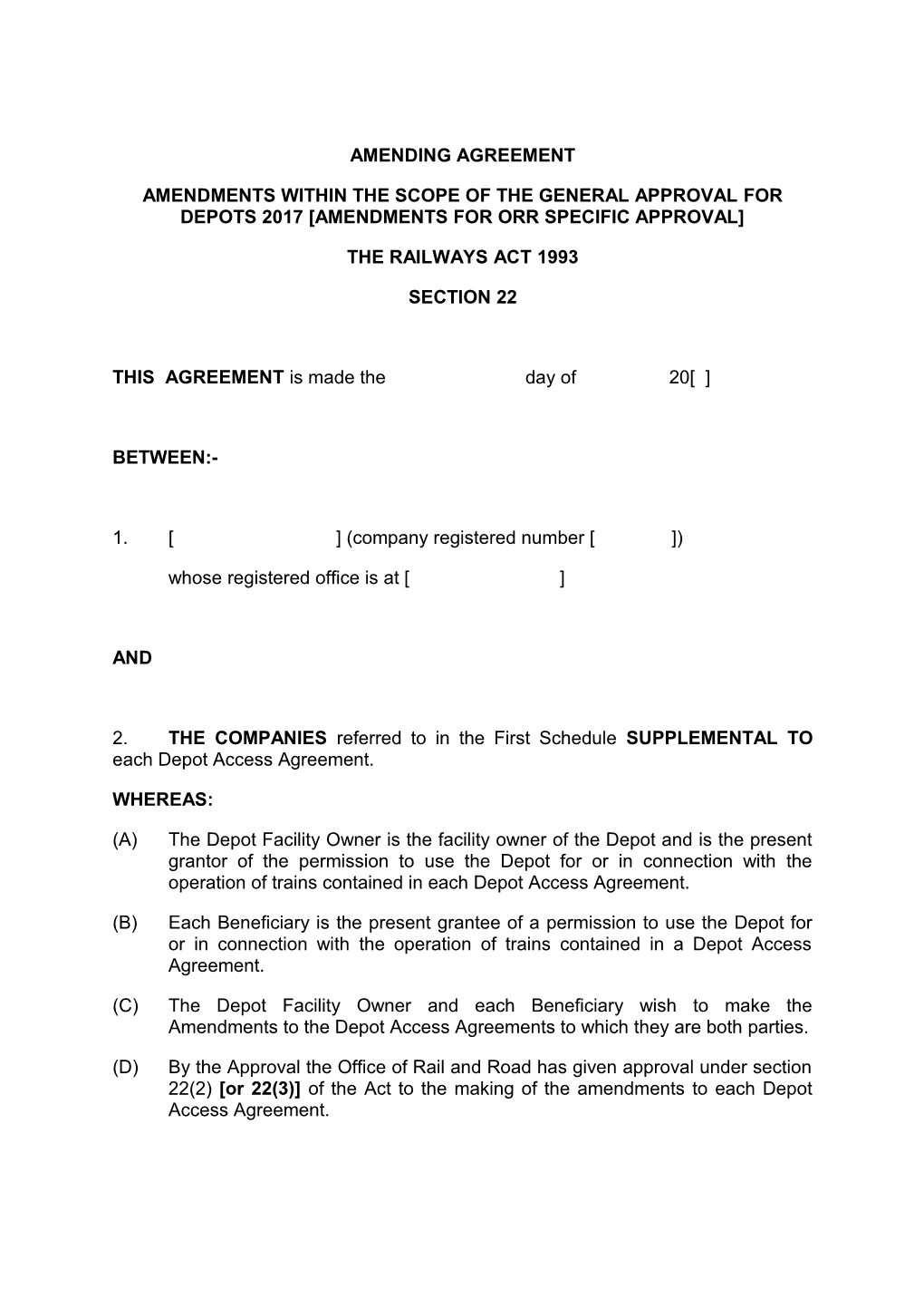 Depots Amending Agreement (Multilateral)
