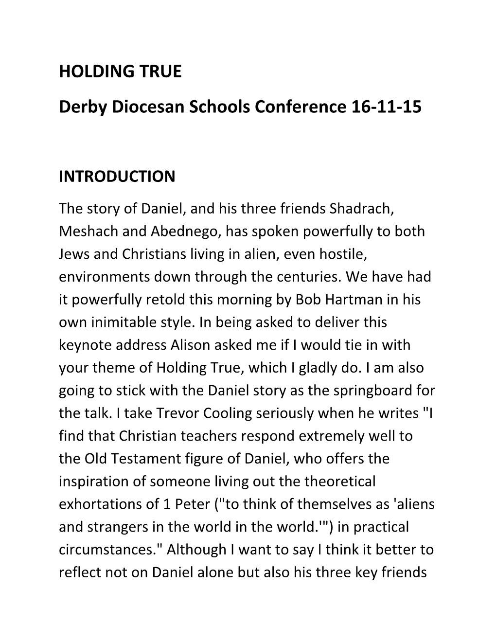 Derby Diocesan Schools Conference 16-11-15