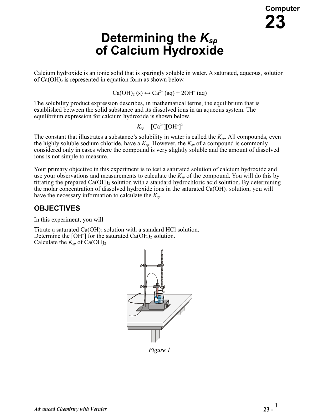 Determining the Ksp of Calcium Hydroxide