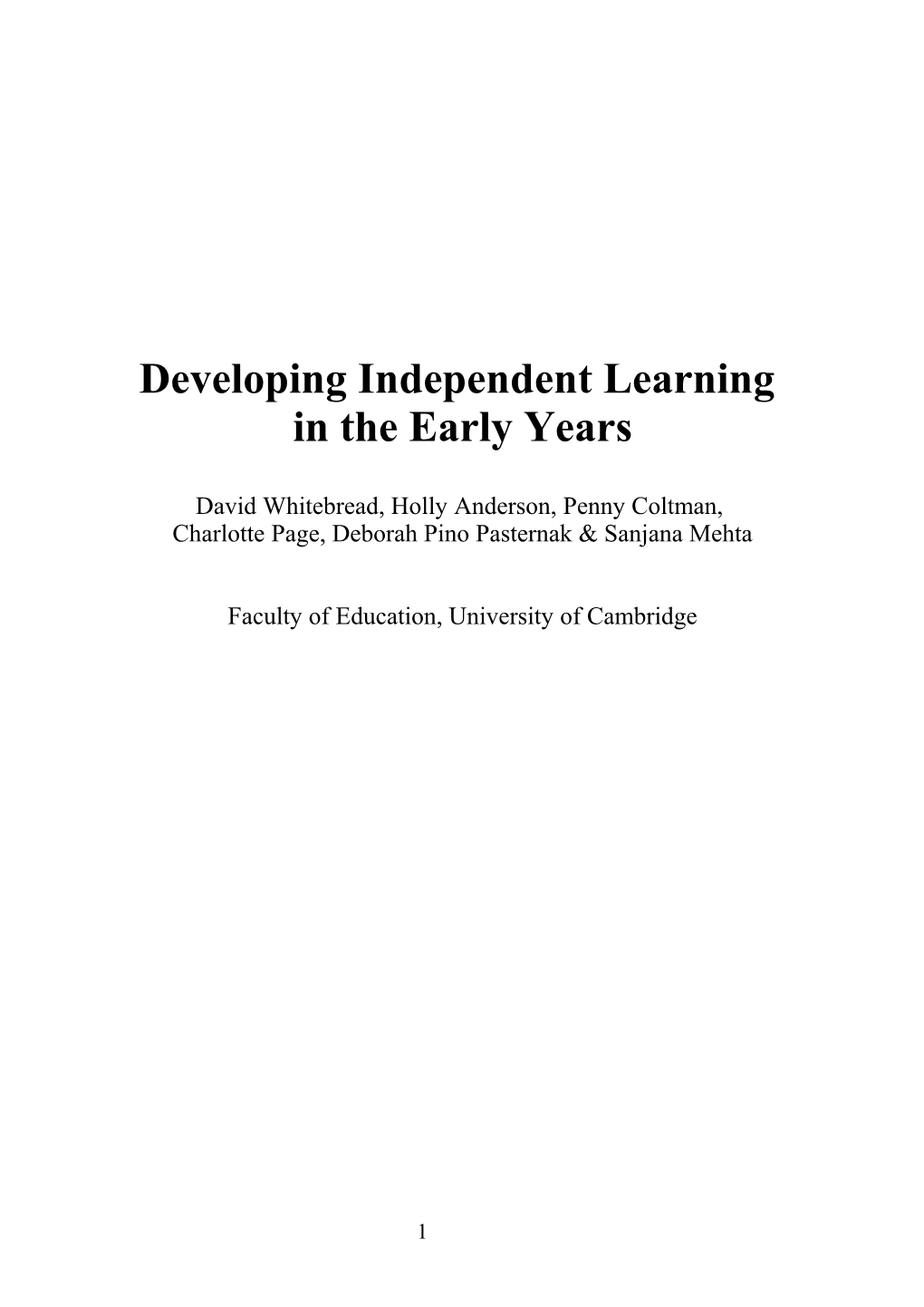 Developing Independent Learning