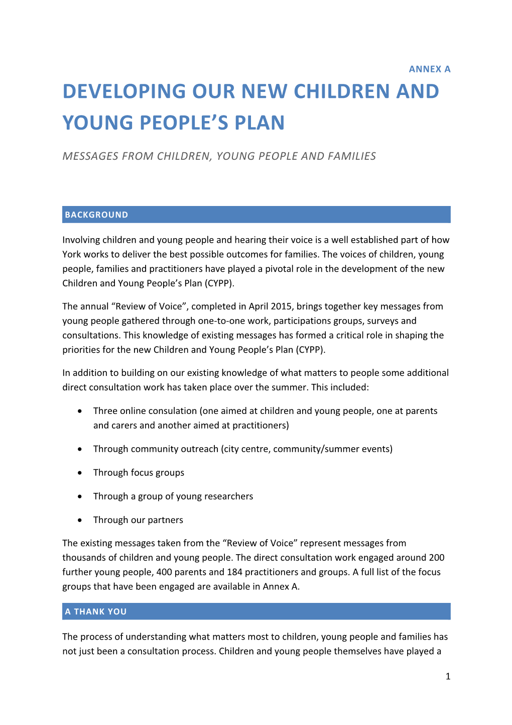 Developing Our New Children and Young People S Plan