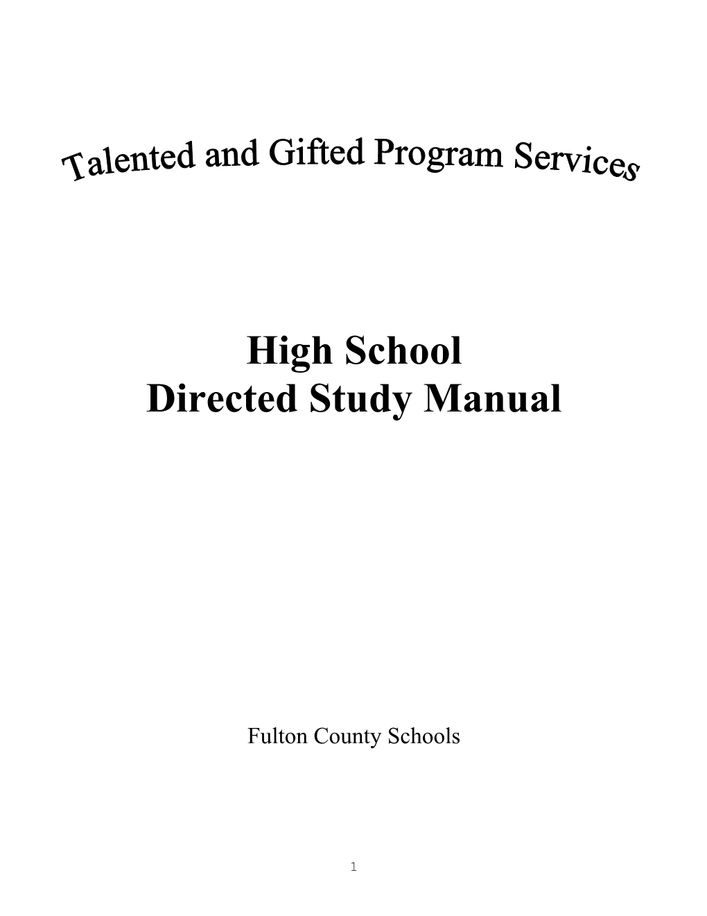 Directed Study Manual for High School