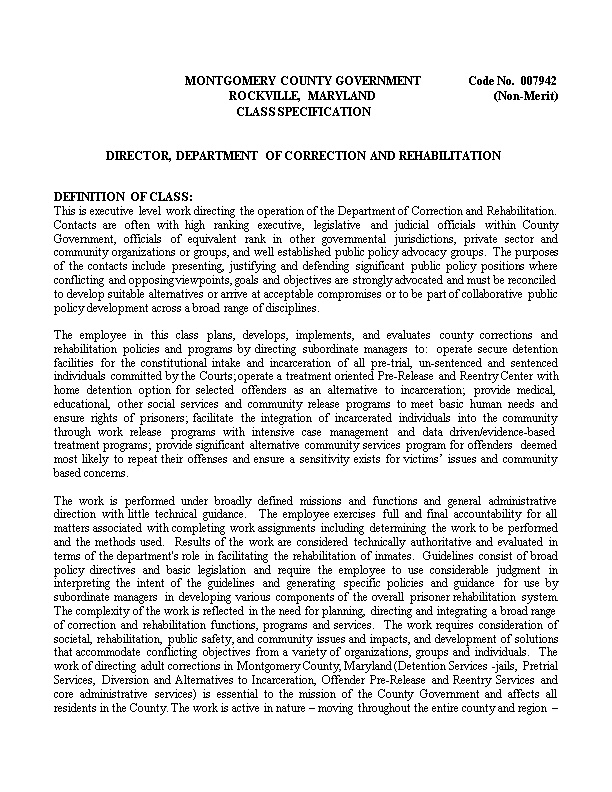 Director, Department of Correction and Rehabilitation