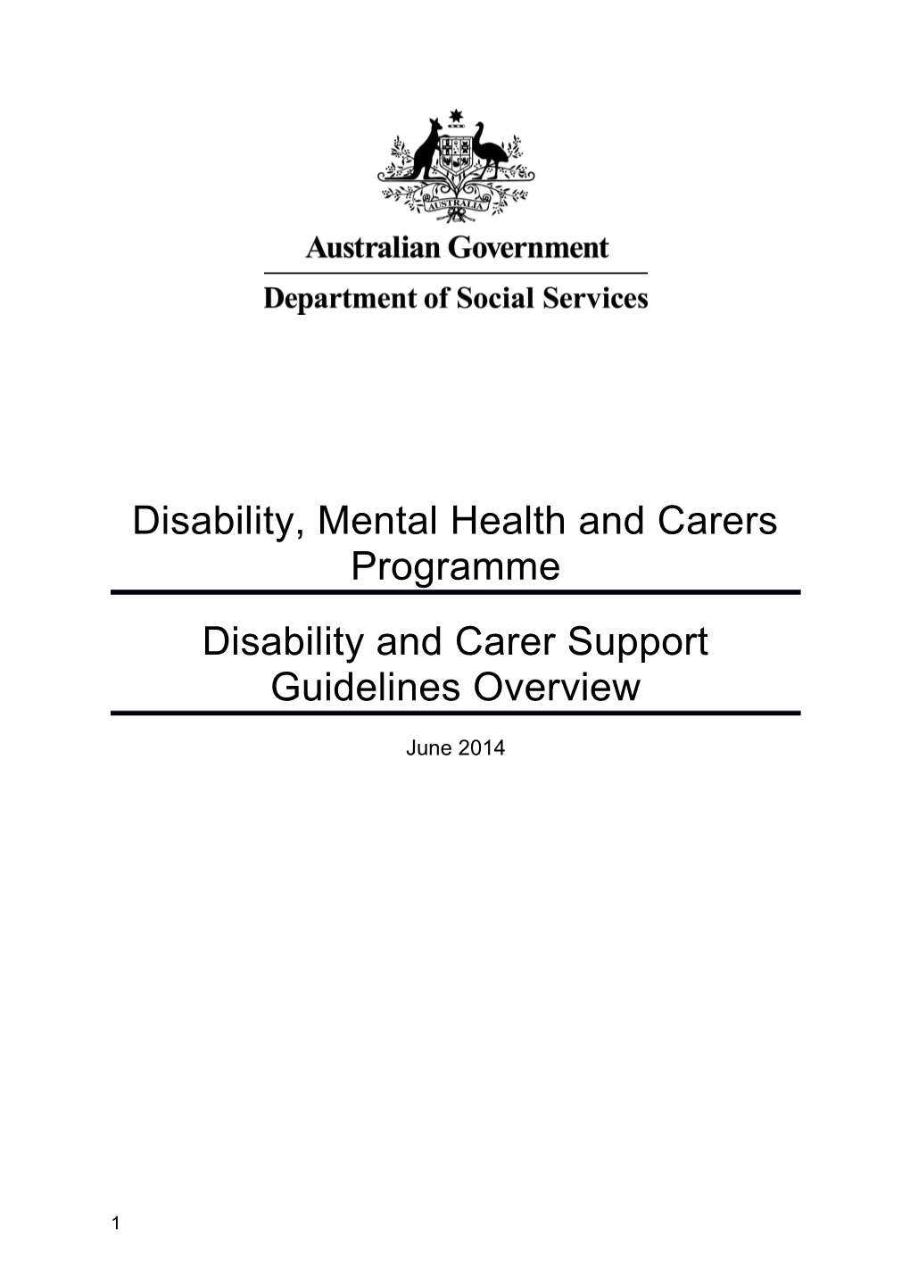 Disability and Carer Support Programme Guidelines