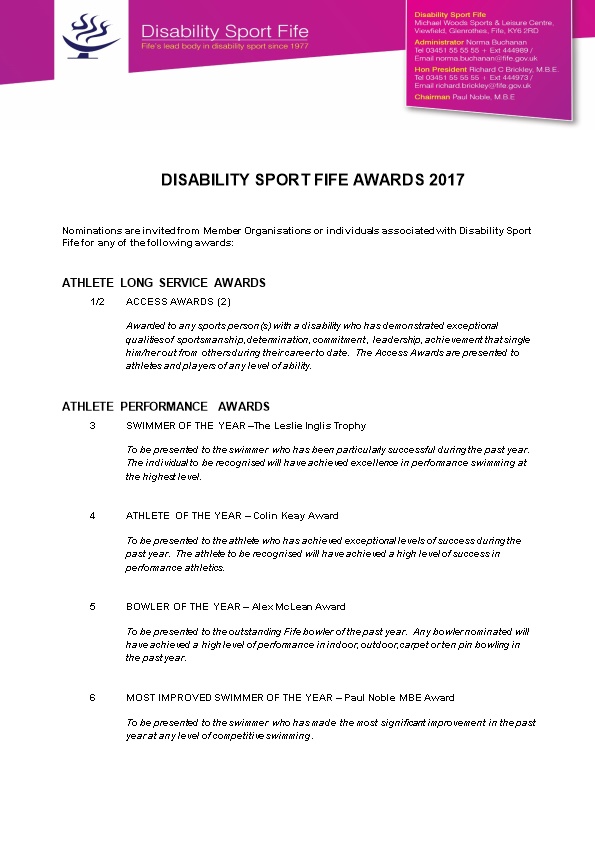 Disability Sport Fife Awards 2017