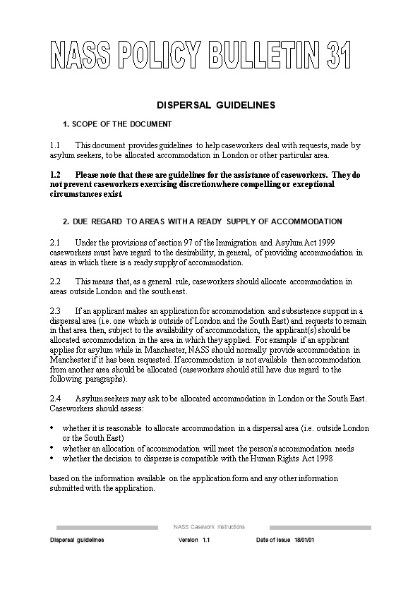 Dispersal Guidelines