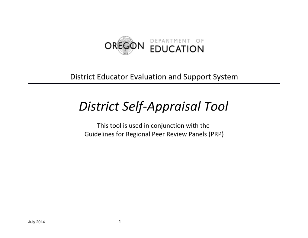 District Educator Evaluation and Support System