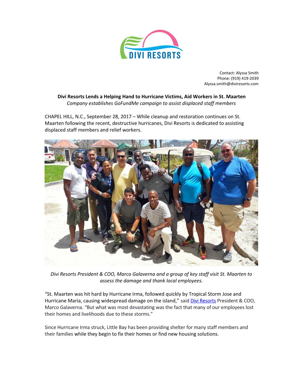 Divi Resorts Lends a Helping Hand to Hurricane Victims, Aid Workers in St. Maarten