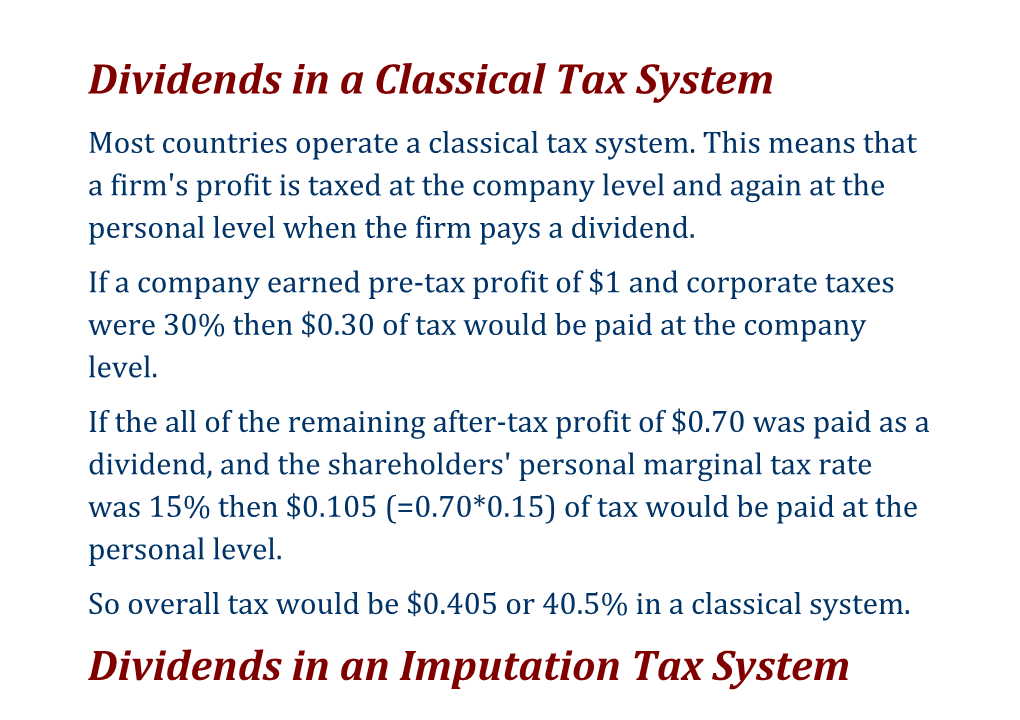Dividends in a Classical Tax System