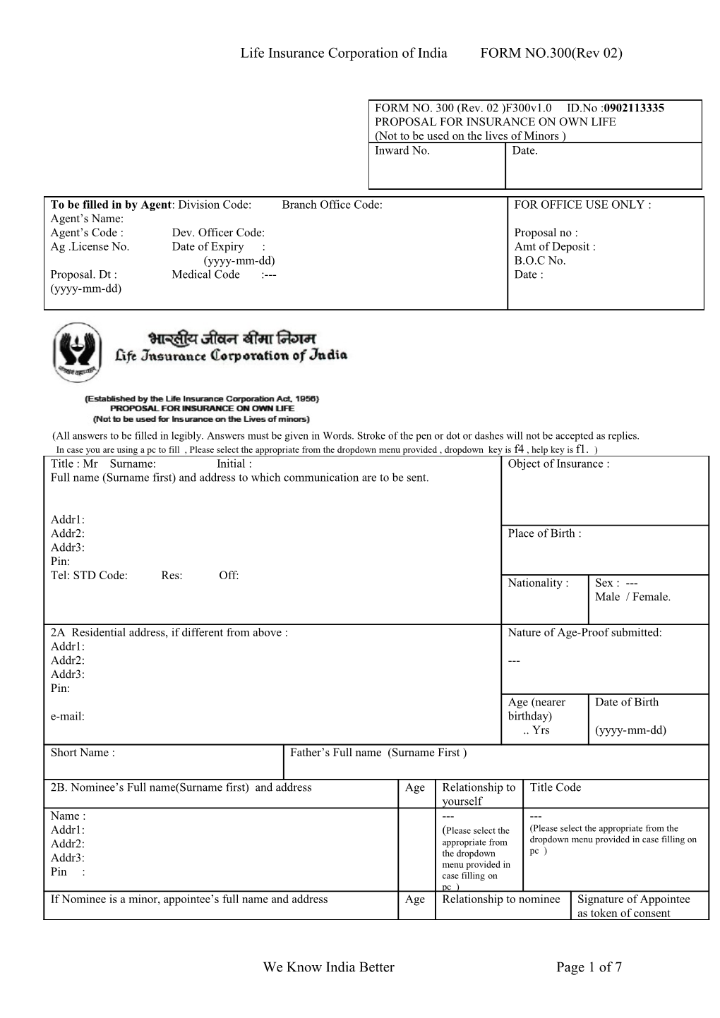 Document Template for Proposal Form 300