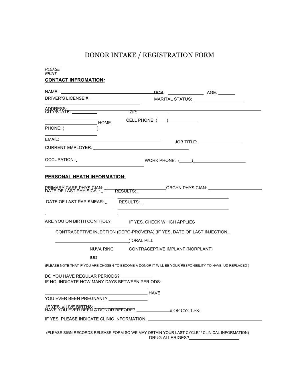 Donorintake/Registrationform