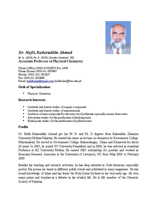 Dr. Hafiz Badaruddin Ahmad