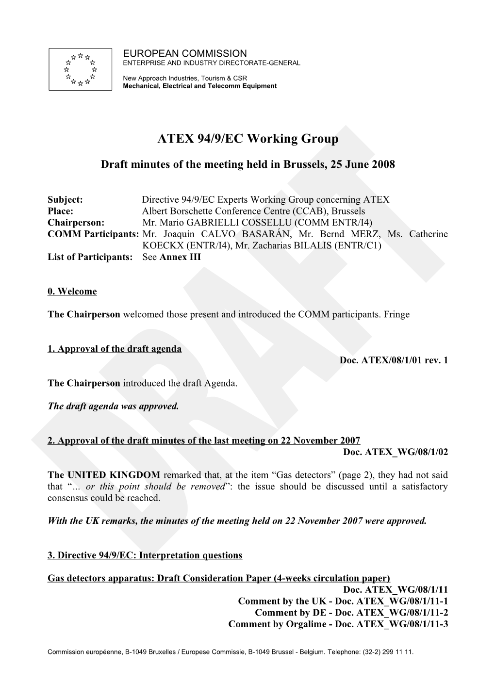 Draft Minutes ATEX WG Meeting 2008-06-25
