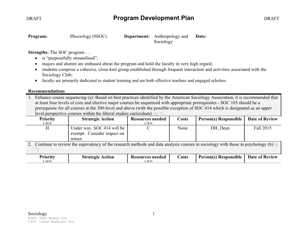 DRAFT Program Development Plan DRAFT