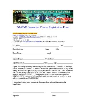 DT4EMS Instructor Course Registration Form