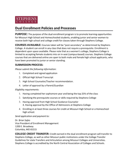 Dual Enrollment Policies and Processes