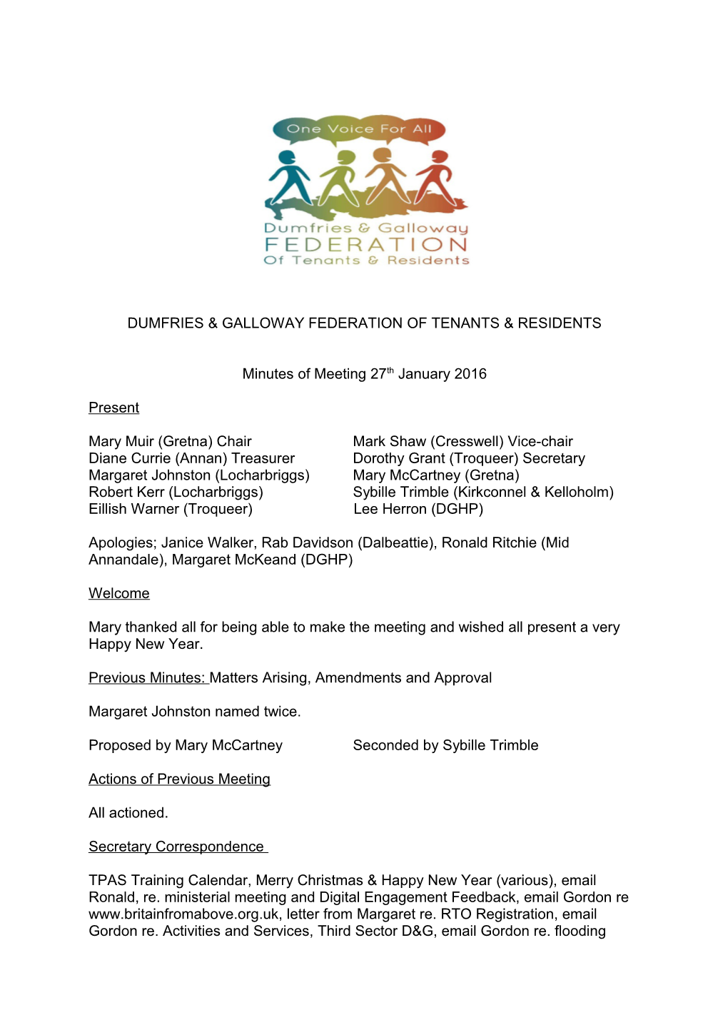 Dumfries & Galloway Federation of Tenants & Residents