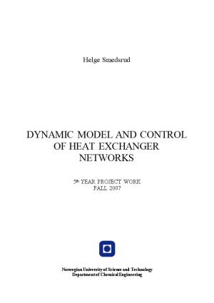 Dynamic Model and Control of Heat Exchanger Networks