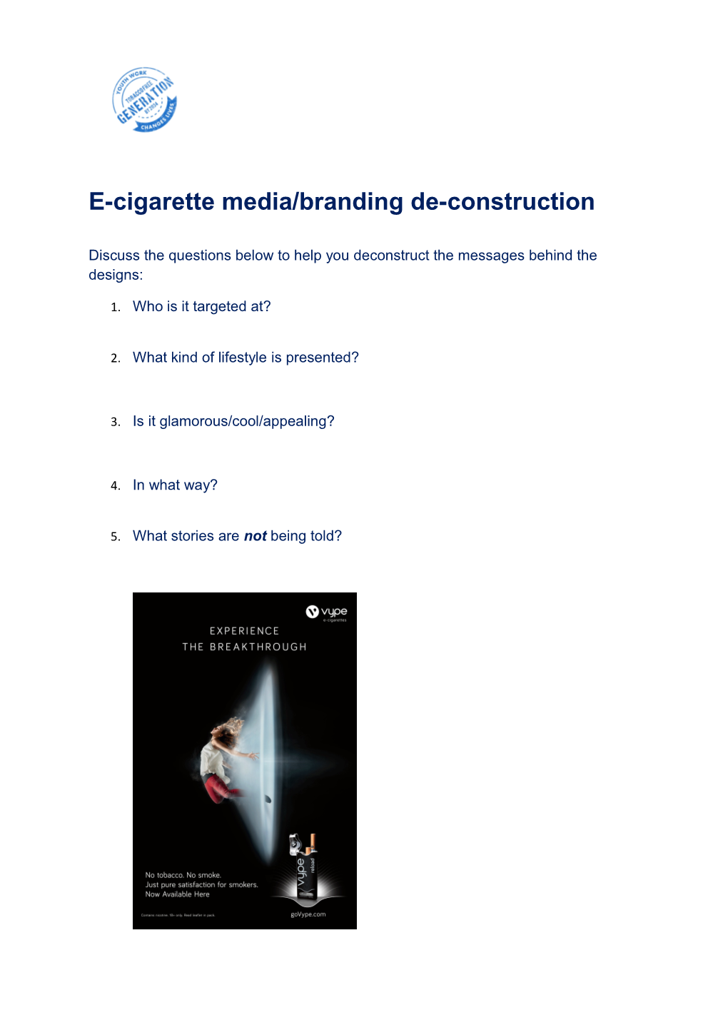 E-Cigarette Media/Branding De-Construction